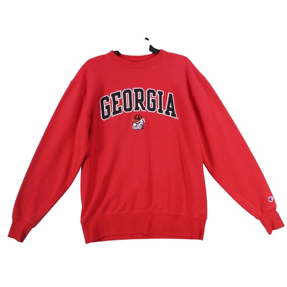 Champion Tops - Champion Georgia Bulldogs Sweatshirt Womens Medium Red Crewneck Pullover NCAA